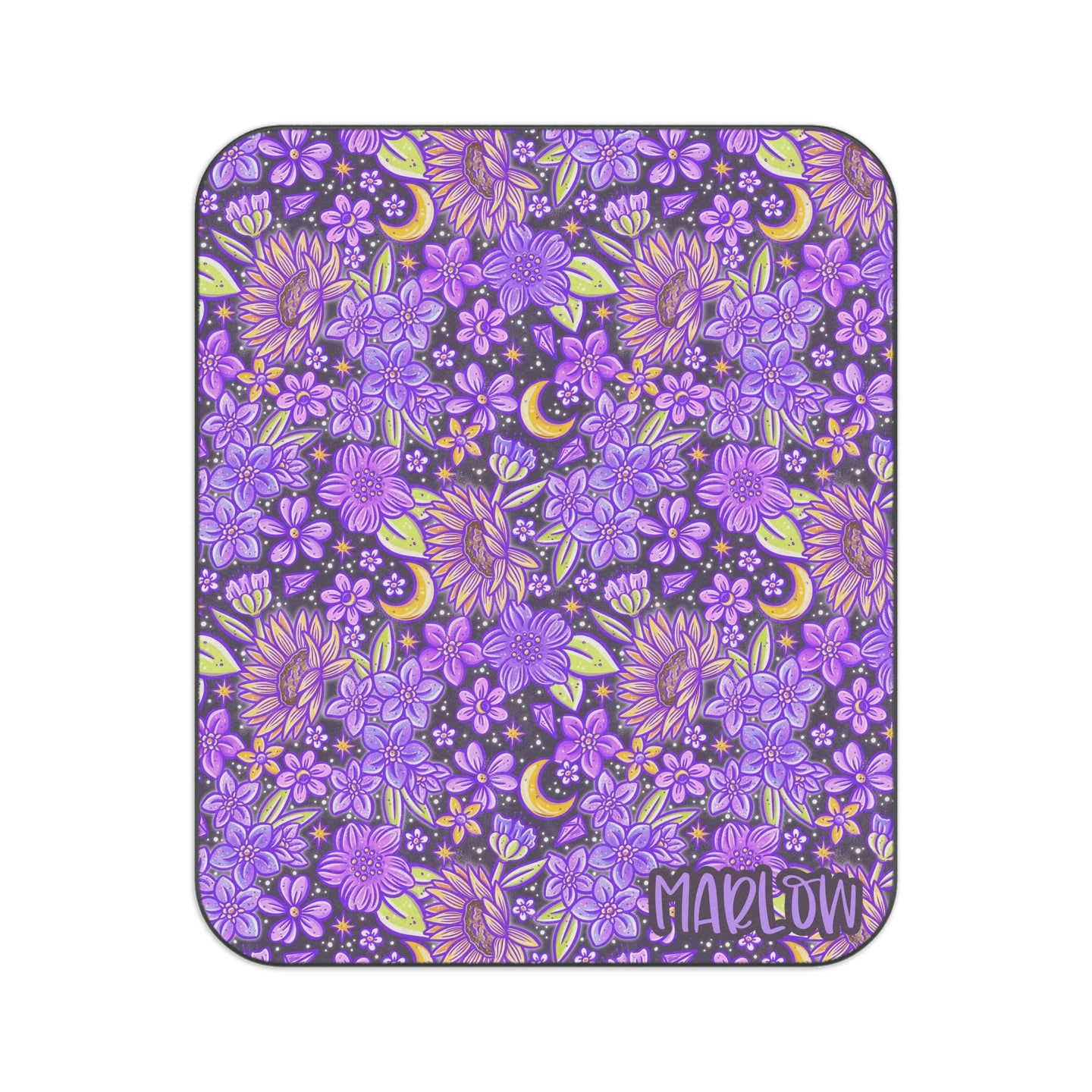 Personalized Purple Floral Picnic Blanket Waterproof
